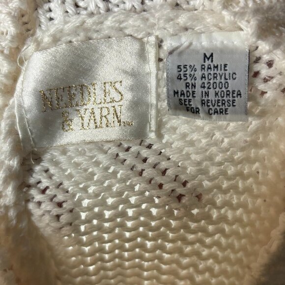 Vintage Needles & Yarn Womens Sz M Crochet Victorian Rose Style Sweater(1401) - Picture 4 of 4